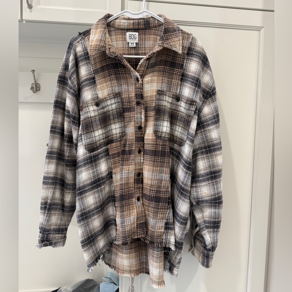 BDG Casual Button Down Shirt Black and Brown